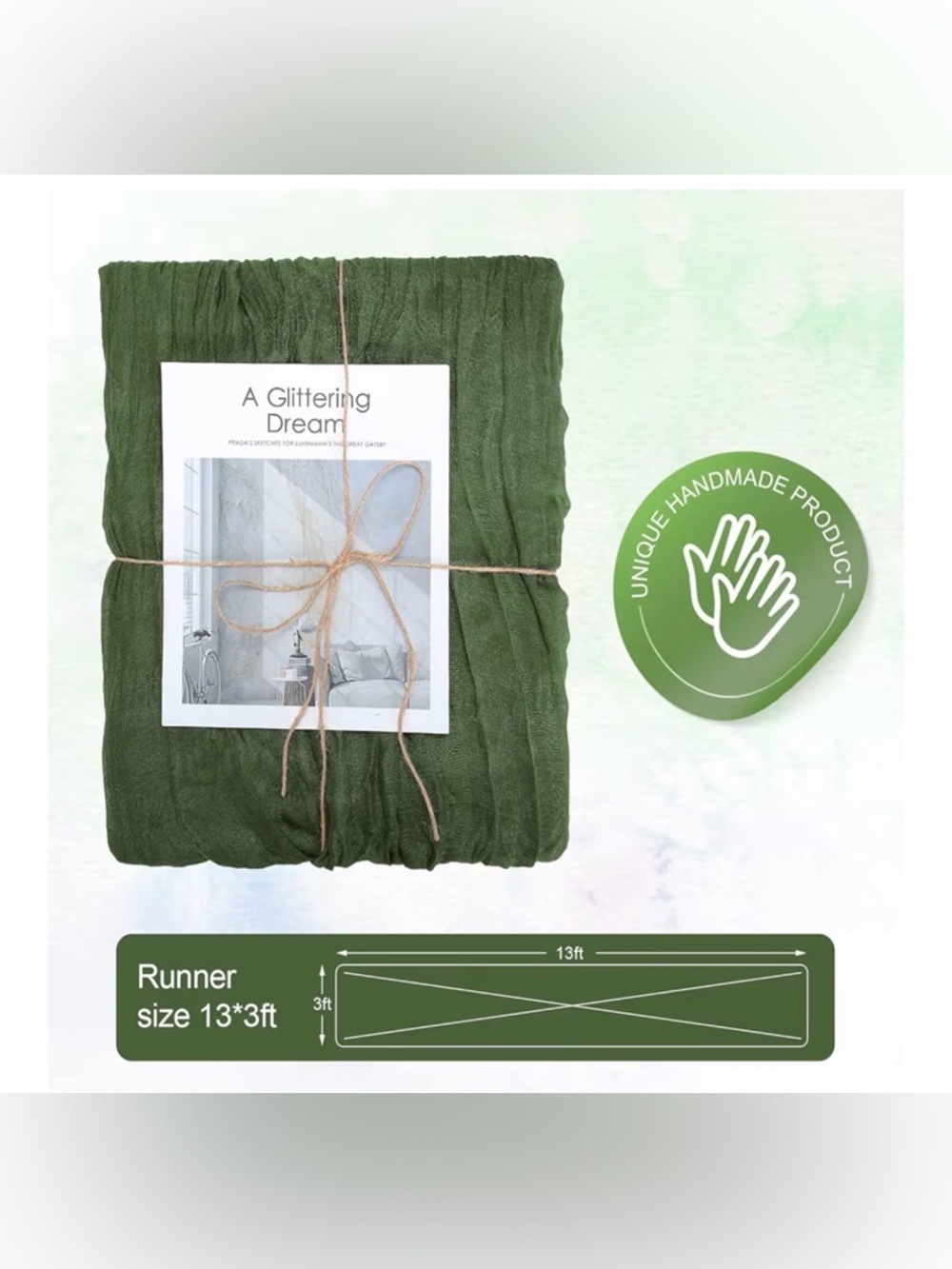 🤍 Cheesecloth Gauze Table Runners Bundle – White & Green - Picture 8 of 10